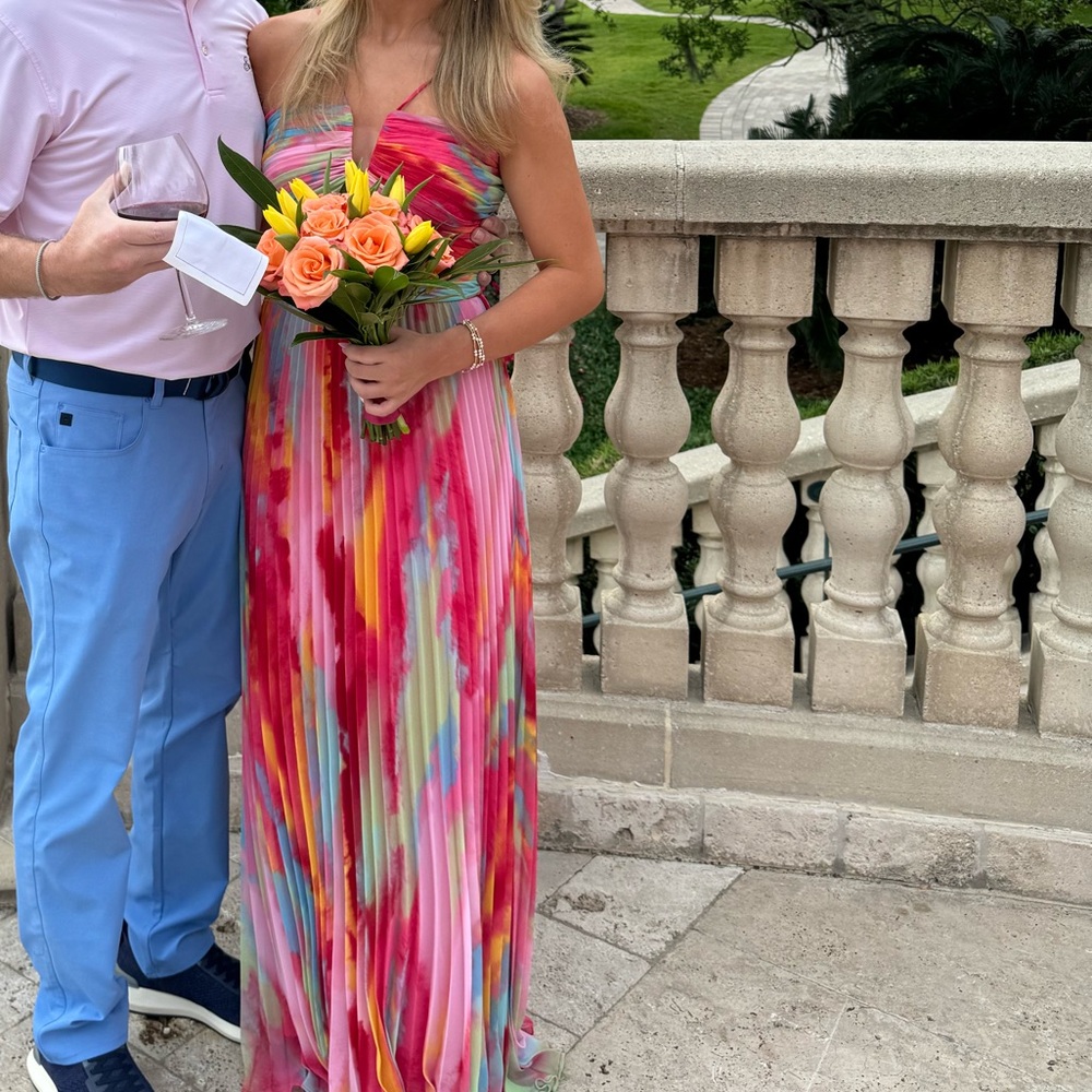 Xscape Colorful Pleated Maxi Dress - Picture 5 of 5